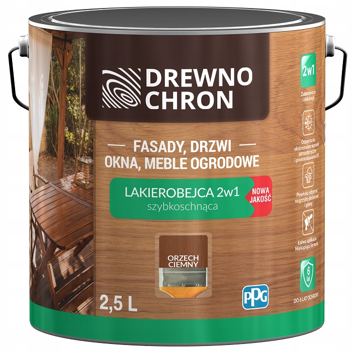 Vodná lazúra na drevo 2,5 l Orech tmavý